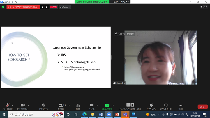 Do Thi Hoai Giangさん（社会文化科学研究科博士課程学生）